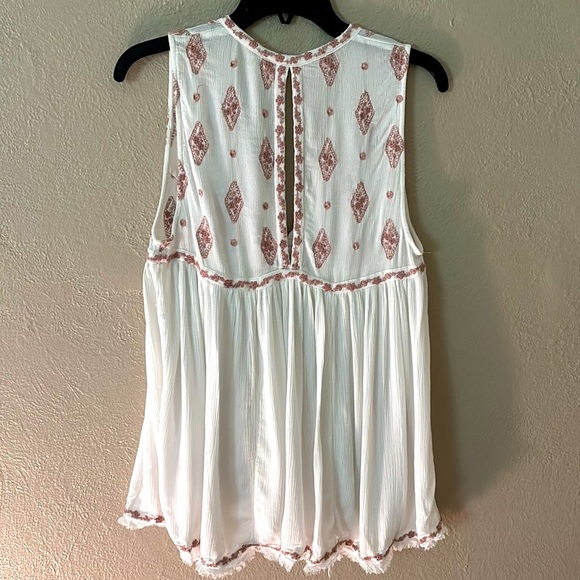 FREE PEOPLE Women’s Embroidered White Lightweight Tank, White, Small - Picture 5 of 6